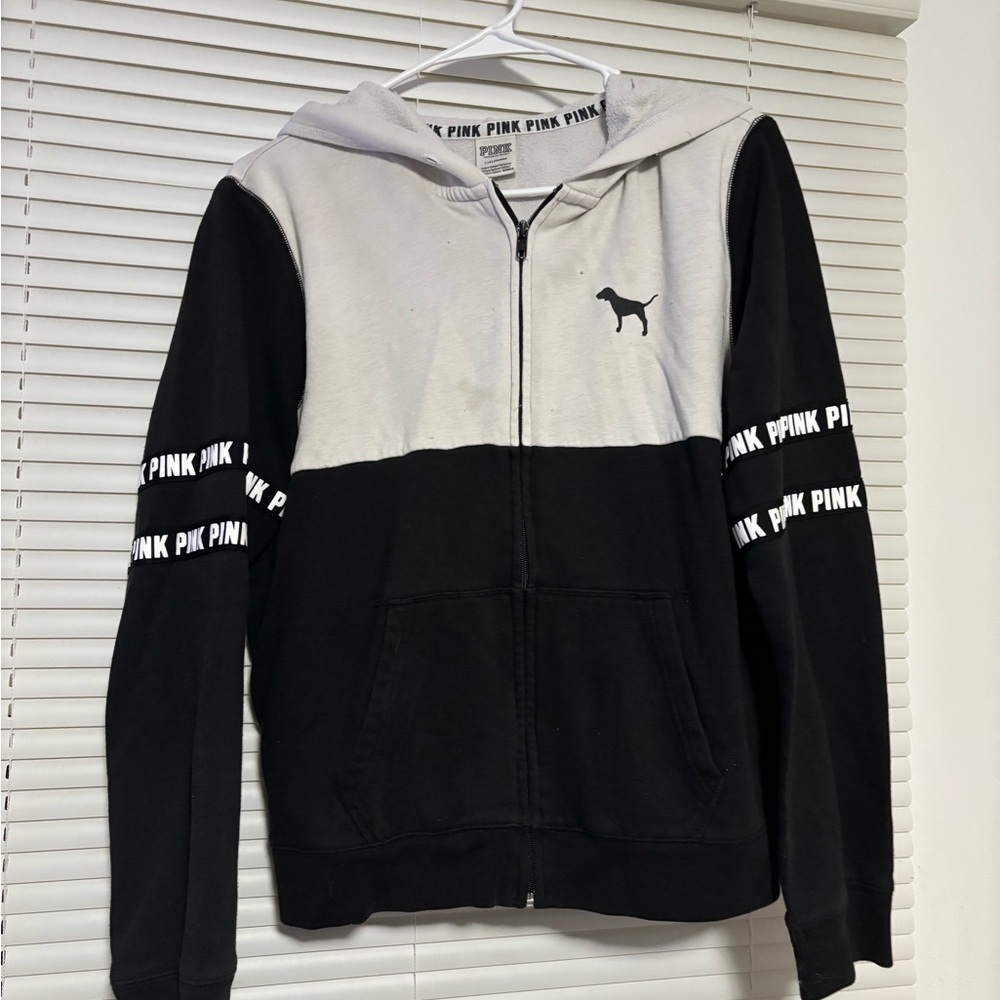 PINK Victoria's Secret Black and Gray Hoodie
